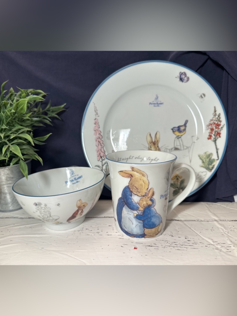 Beatrix Potter Peter Rabbit Dinner set Ceramic Mug, Bowl & Plate